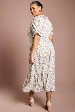Dorothy Perkins Robe Midi Étagée À Encolure Carrée À Volants Et Manches À Froufrous Curve<Femme Robes|Robes Mi-Longues