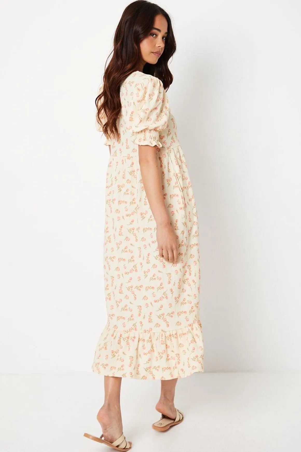 Robe Midi Étagée En Jersey Ivoire À Imprimé Fleuri Ditsy Petite