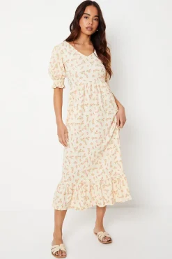 Robe Midi Étagée En Jersey Ivoire À Imprimé Fleuri Ditsy Petite