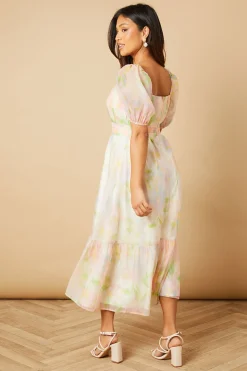 Robe Midi Étagée en Organza à Buste Froncé Petite