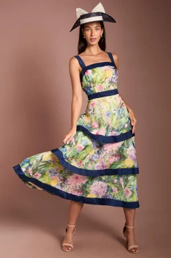 Robe Midi Étagée En Organza Imprimé Lisa Tan