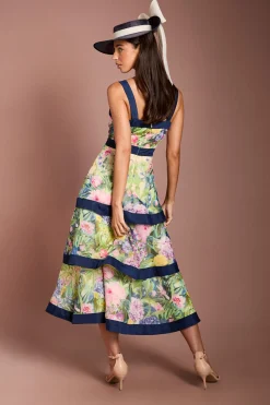 Robe Midi Étagée En Organza Imprimé Lisa Tan