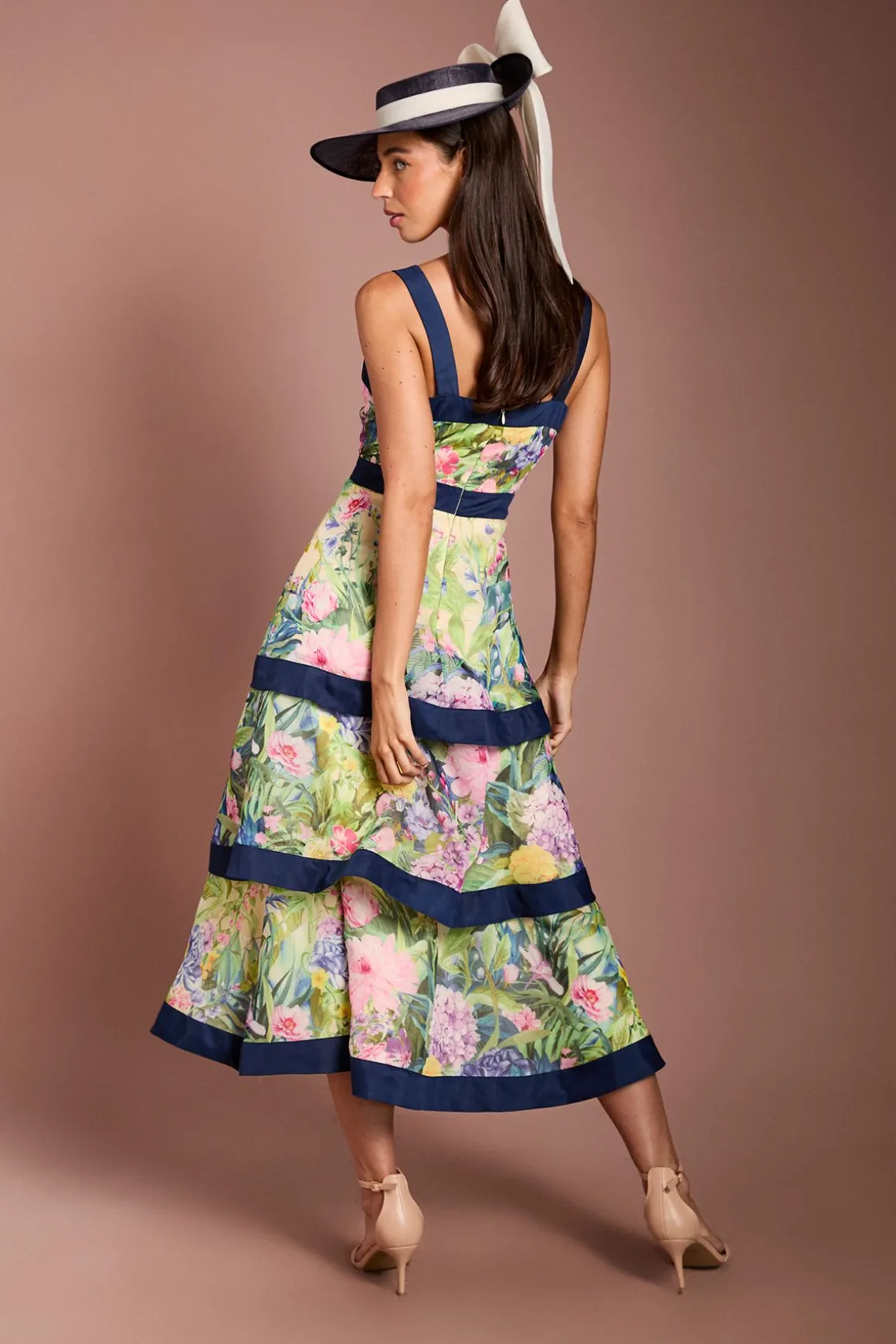 Robe Midi Étagée En Organza Imprimé Lisa Tan