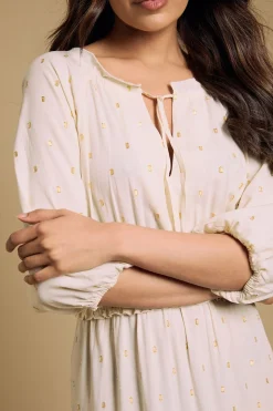 Robe Midi Étagée À Taille Froncée Petite