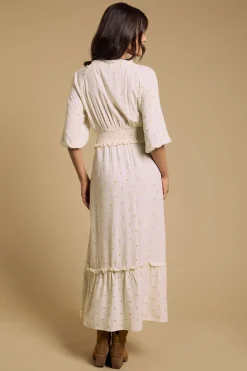 Robe Midi Étagée À Taille Froncée Petite