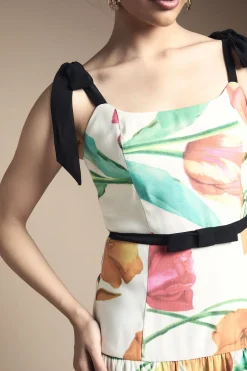 Robe Midi À Taille Basse Avec Détail Nœud