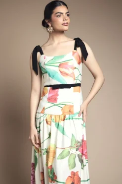 Robe Midi À Taille Basse Avec Détail Nœud