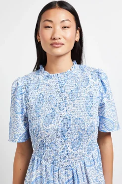 Robe Midi Taille Basse À Corsage Froncé Motif Paisley Petite