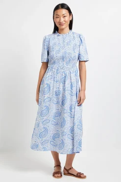 Robe Midi Taille Basse À Corsage Froncé Motif Paisley Petite