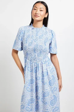 Robe Midi Taille Basse À Corsage Froncé Motif Paisley Petite