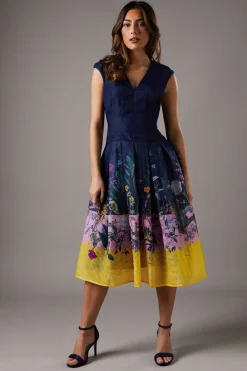 Robe Midi Taille Basse en Organza Dévoré