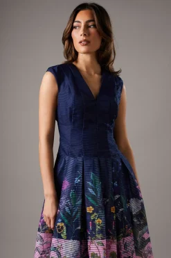 Robe Midi Taille Basse en Organza Dévoré