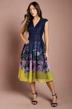 Robe Midi À Taille Basse En Organza Dévoré