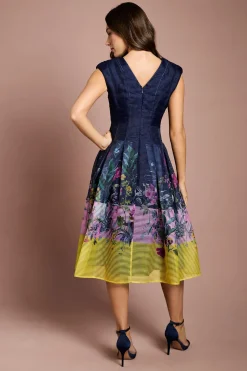 Robe Midi À Taille Basse En Organza Dévoré