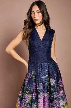 Robe Midi À Taille Basse En Organza Dévoré
