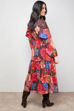 Oasis Robe Midi à Taille Ceinturée avec Détail Cape en Mousseline Imprimée<Femme Robes Mi-Longues|Robes À Manches Longues