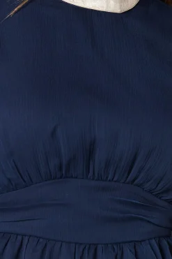 Robe Midi Taille Froncée avec Finitions Métallisées