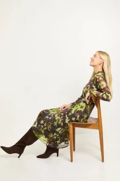 Wallis Robe Midi Taille Froncée En Mesh Fleuri Petite<Femme Toutes Les Robes|Robes Mi-Longues