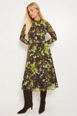 Wallis Robe Midi Taille Froncée En Mesh Fleuri Petite<Femme Toutes Les Robes|Robes Mi-Longues