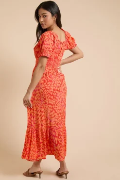 Robe Midi À Taille Froncée Et Ourlet Étagé Imprimé Animal Petite