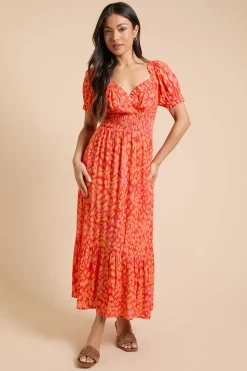 Robe Midi À Taille Froncée Et Ourlet Étagé Imprimé Animal Petite