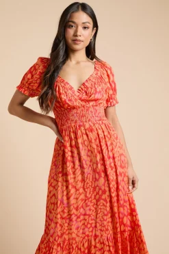 Robe Midi À Taille Froncée Et Ourlet Étagé Imprimé Animal Petite