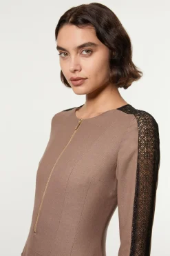 KarenMillen Robe midi Tall Tailored en sergé et dentelle mixte avec zip à l’avant<Femme Tailleurs|Robes Mi-Longues
