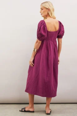 Robe Midi Texturée Brodée De Palmiers Petite