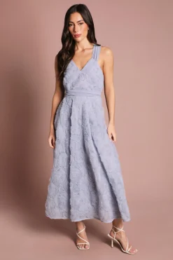 Coast Robe Midi Texturée À Broderies Florales En Mesh<Femme Robes|Robes Mi-Longues