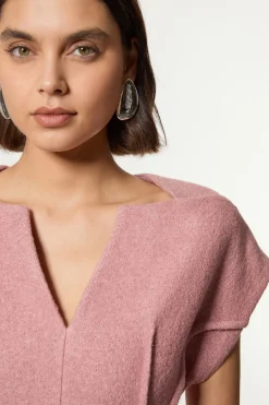 Robe midi texturée en mélange de laine cintrée et ajustée