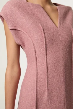 Robe midi texturée en mélange de laine cintrée et ajustée