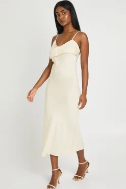 Robe Midi Texturée Tissée À Drapé Superposé