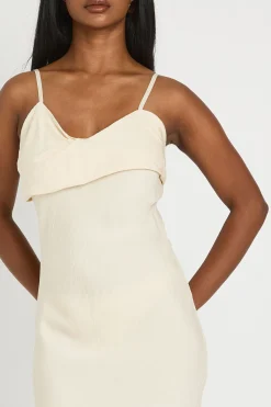 Robe Midi Texturée Tissée À Drapé Superposé