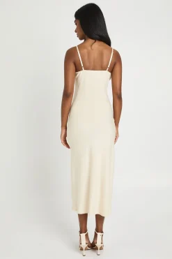 Robe Midi Texturée Tissée À Drapé Superposé