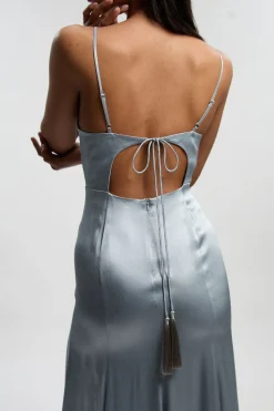 KarenMillen Robe Midi Tissée À Bretelles En Crêpe Dos Satiné<Femme Robes Demoiselles D'Honneur|Robes Mi-Longues