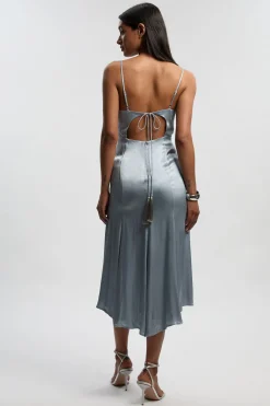 KarenMillen Robe Midi Tissée À Bretelles En Crêpe Dos Satiné<Femme Robes Demoiselles D'Honneur|Robes Mi-Longues