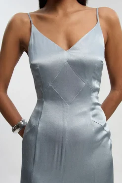 KarenMillen Robe Midi Tissée À Bretelles En Crêpe Dos Satiné<Femme Robes Demoiselles D'Honneur|Robes Mi-Longues