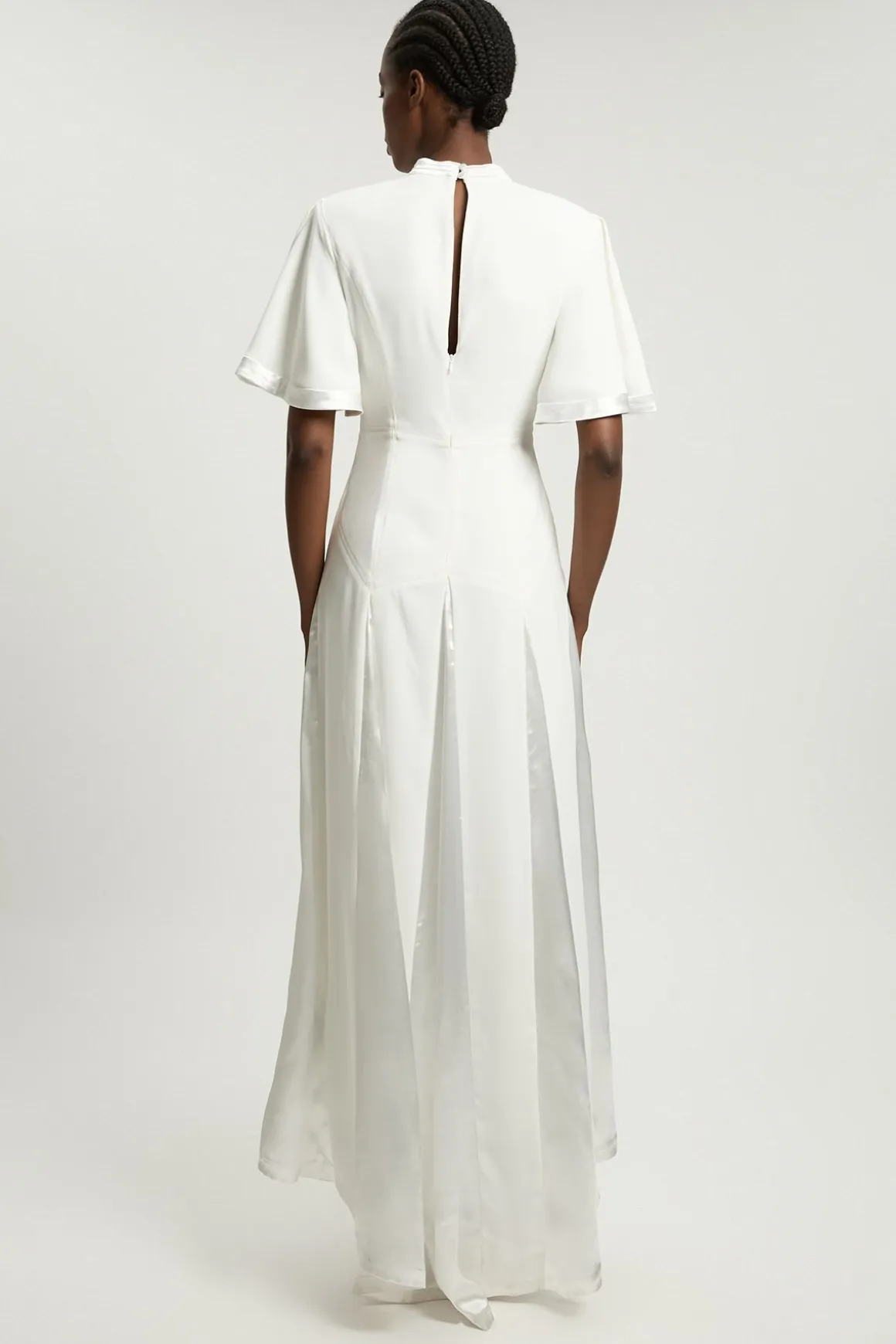 Robe Midi Tissée À Détails Contrastés En Satin