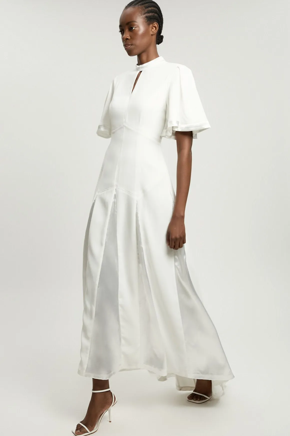 Robe Midi Tissée À Détails Contrastés En Satin