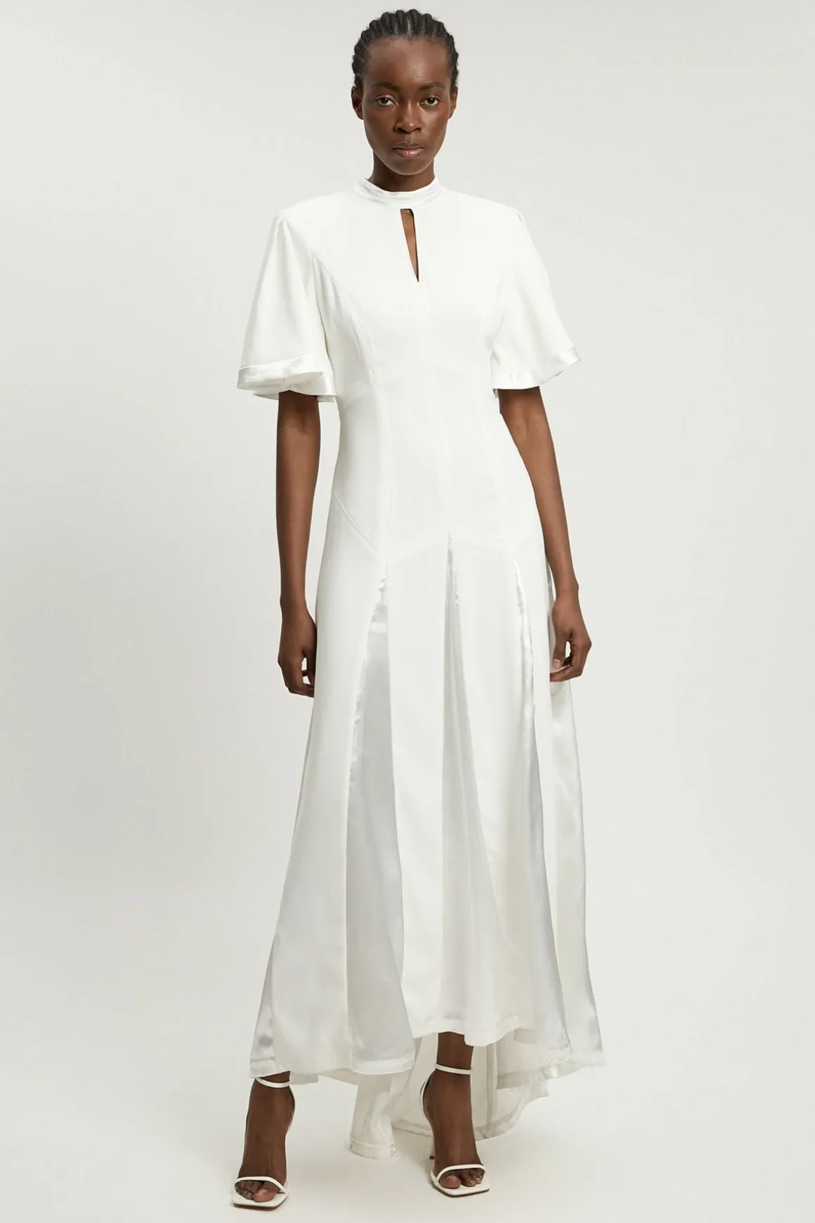 Robe Midi Tissée À Détails Contrastés En Satin