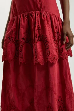 Robe Midi Tissée En Coton À Découpes Et Bretelles Fines