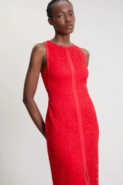 KarenMillen Robe Midi Tissée En Dentelle Sans Manches Petite<Femme Toutes Les Robes|Robes Mi-Longues