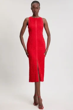 KarenMillen Robe Midi Tissée En Dentelle Sans Manches Petite<Femme Toutes Les Robes|Robes Mi-Longues