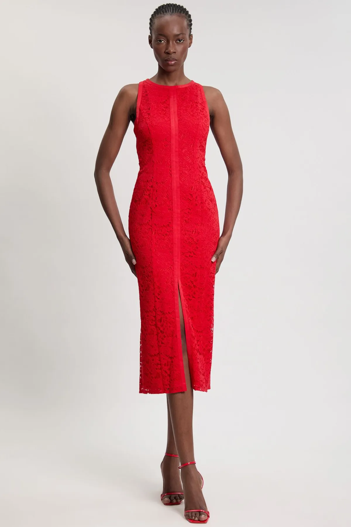 KarenMillen Robe Midi Tissée En Dentelle Sans Manches Petite<Femme Toutes Les Robes|Robes Mi-Longues