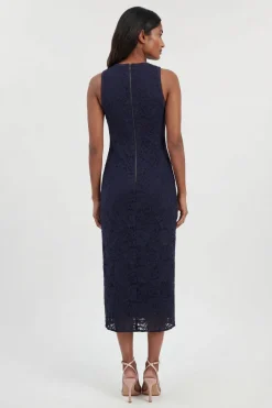 Robe Midi Tissée En Dentelle Sans Manches