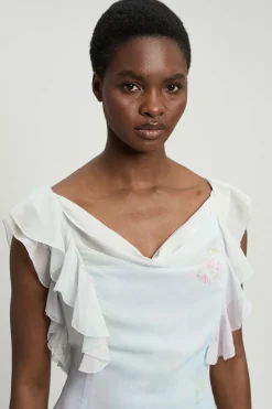 KarenMillen Robe Midi Tissée En Georgette Froissée À Imprimé Floral Et Manches À Volants<Femme Toutes Les Robes|Robes Mi-Longues