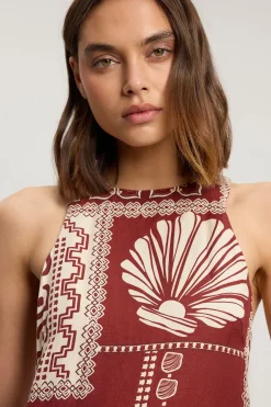 KarenMillen Robe Midi Tissée En Lin Et Viscose À Imprimé Carreaux<Femme Robes|Robes Mi-Longues