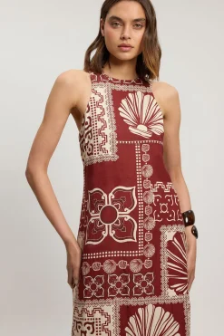 KarenMillen Robe Midi Tissée En Lin Et Viscose À Imprimé Carreaux<Femme Robes|Robes Mi-Longues