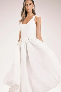Robe Midi Tissée En Taffetas Avec Corsage Ajusté Et Jupe Bouffante