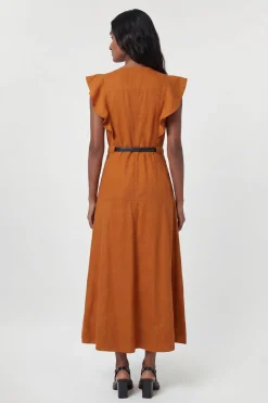 KarenMillen Robe Midi Tissée En Viscose Et Lin Avec Encolure Licou<Femme Robes|Robes Mi-Longues